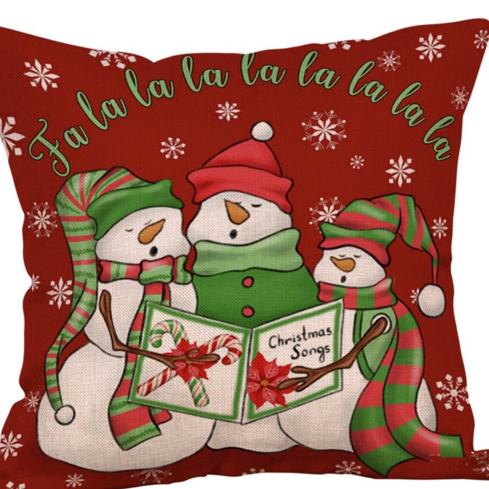 Pillow Cover- NEW- Christmas Snowman Fa La La La